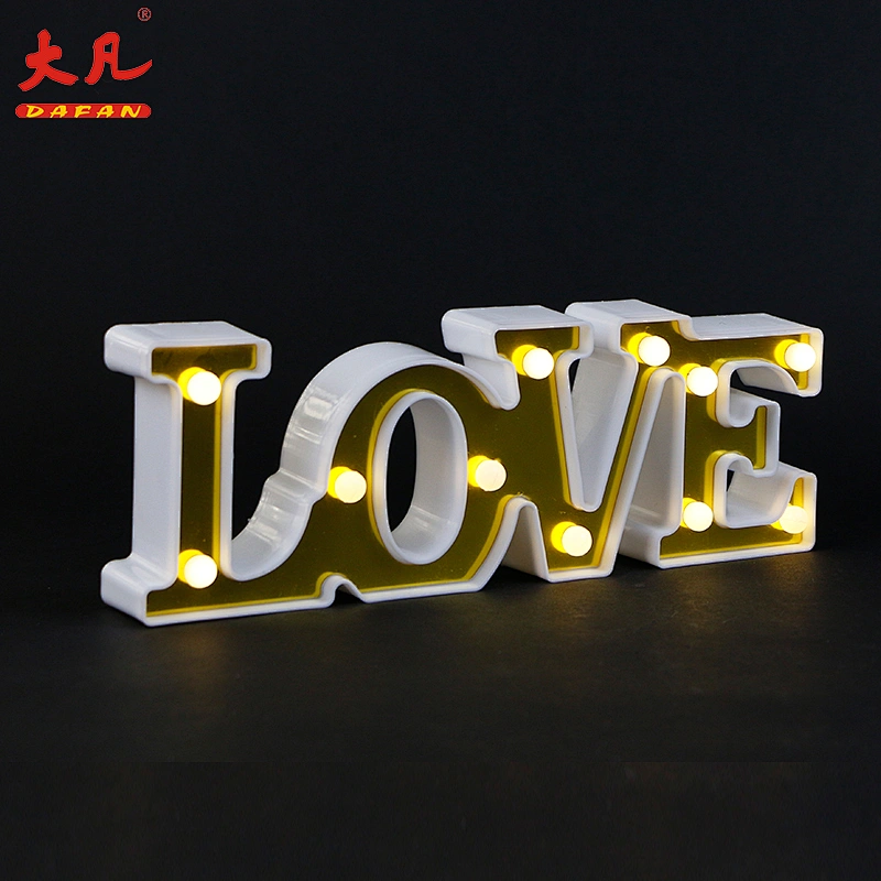love shape 3d led alphabet letter plastic marquee battery lighting led