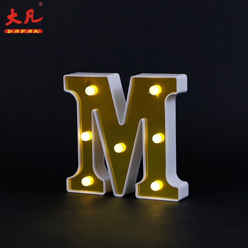 M shape word plastic light wedding lighting led factory price golden cheap table lamp