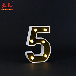 5 light number letter 3d battery LED alphabet letter indoor board marquee night light