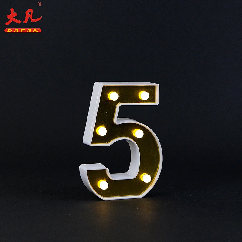 5 light number letter 3d battery LED alphabet letter indoor board marquee night light
