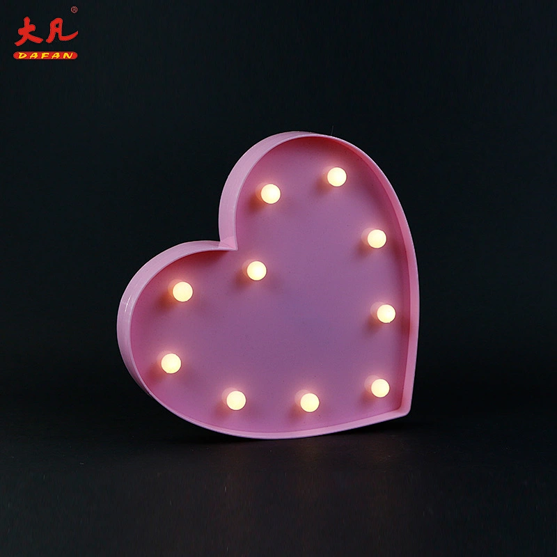 love shape led battery plastic decoration marquee light letters 3d alphabet lamp