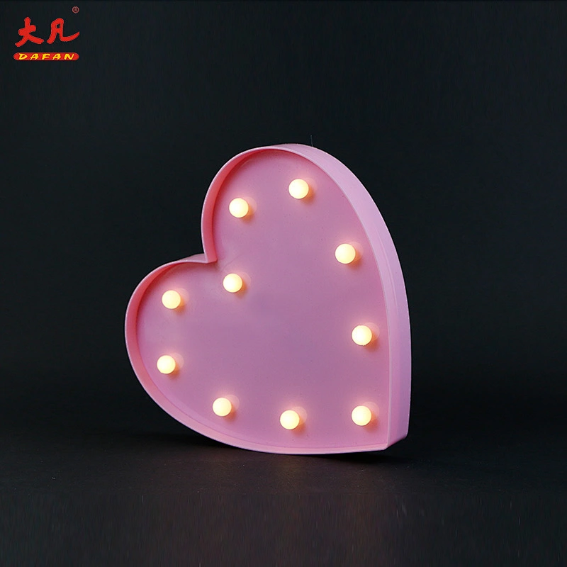love shape led battery plastic decoration marquee light letters 3d alphabet lamp