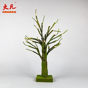 hot sale decoration led plastic branch room decoration tree artificial light pot with simulation moss