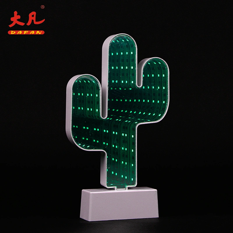 3d led tunnel lamp light mirror led bathroom 3D Infinity mirror cactus sign night light party decor