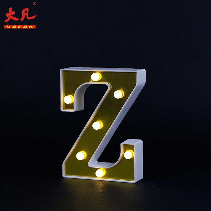 Z形状金色3d led字母标志装饰婚礼字母led电池led字母