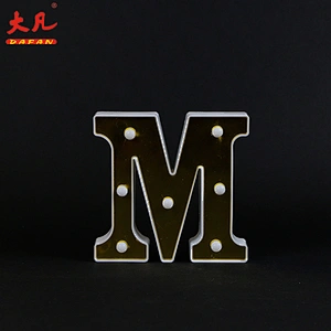 M shape word plastic light wedding lighting led factory price golden cheap table lamp