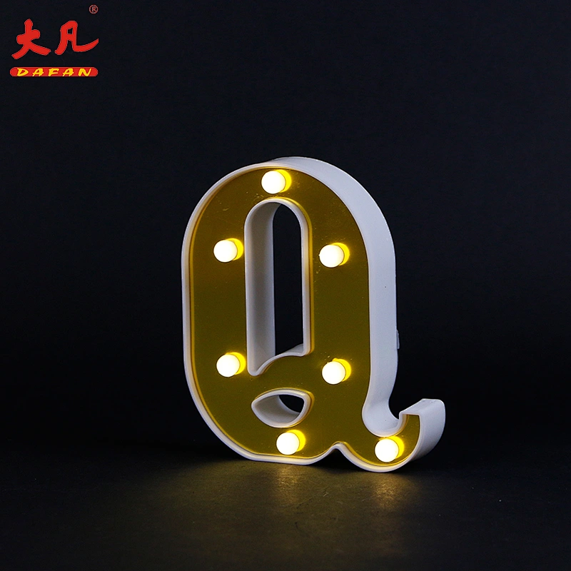 用于婚礼装饰3D LED灯泡的小Q形LED字幕字母灯