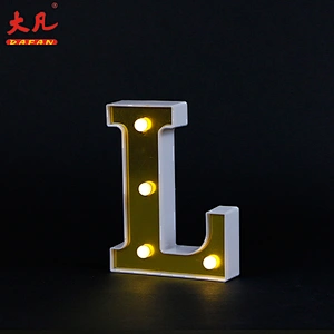 L shape word light festival decoration led plastic letter light battery room light