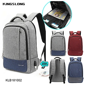 Kingslong New Fashion Unisex 15.6 inch Laptop Backpack USB Charging waterproof Durable School smart backpack