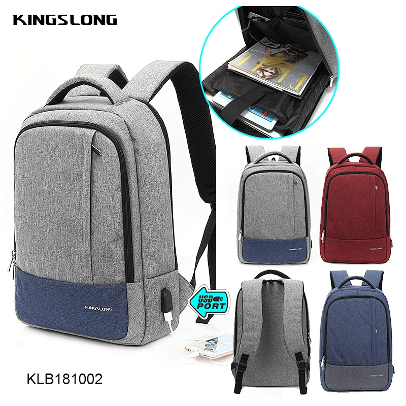 Kingslong New Fashion Unisex 15.6 inch Laptop Backpack USB Charging waterproof Durable School smart backpack