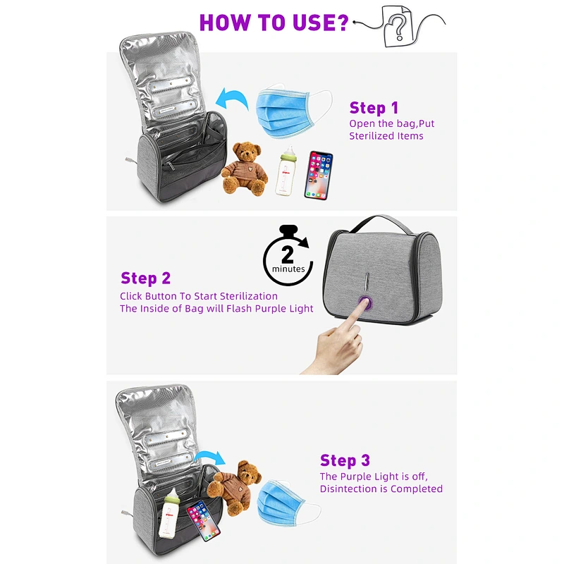 Bolsa de esterilización impermeable de bolsa UV portátil multifuncional
