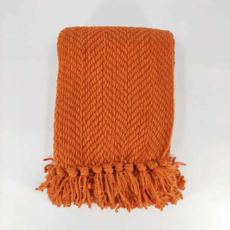 100% Polyester Chenille Soft Woven Office Sleeping Blanket Throw Plaid