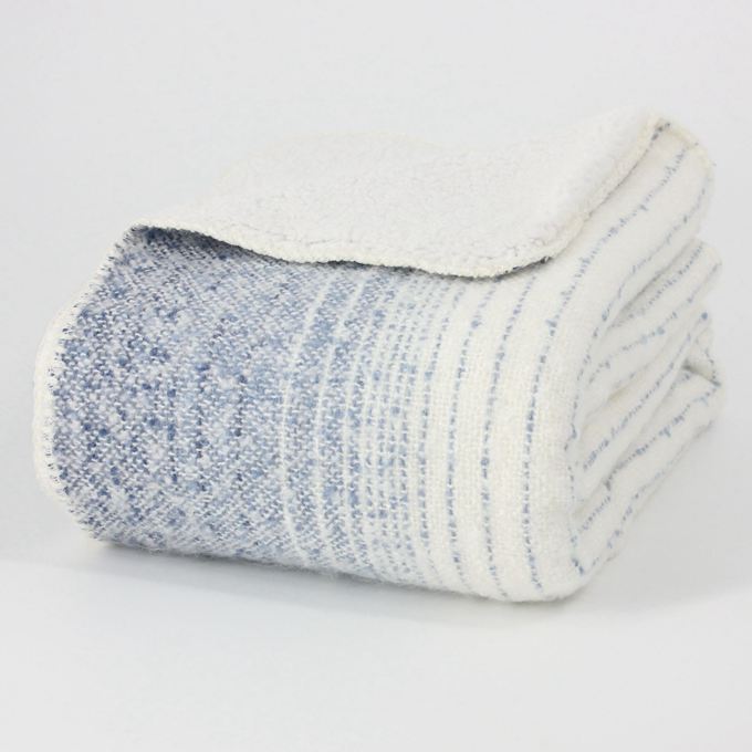Acrylic/Polyester Blue Stripe-graded Blanket With Sherpa Backing