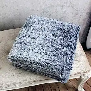100% Polyester Two Tones Melange Bottom Printed Super Warm Sherpa Blanket