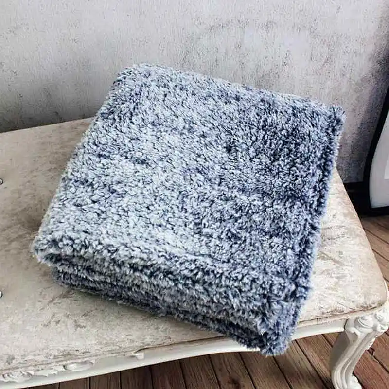 100% Polyester Two Tones Melange Bottom Printed Super Warm Sherpa Blanket