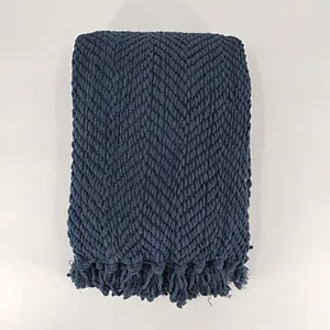 100% Polyester Chenille Soft Woven Office Sleeping Blanket Throw Plaid