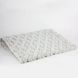 3D Embroidery Quilted Super Soft Plush Faux Fur Throw