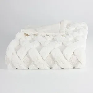 3D Embroidery Quilted Super Soft Plush Faux Fur Throw