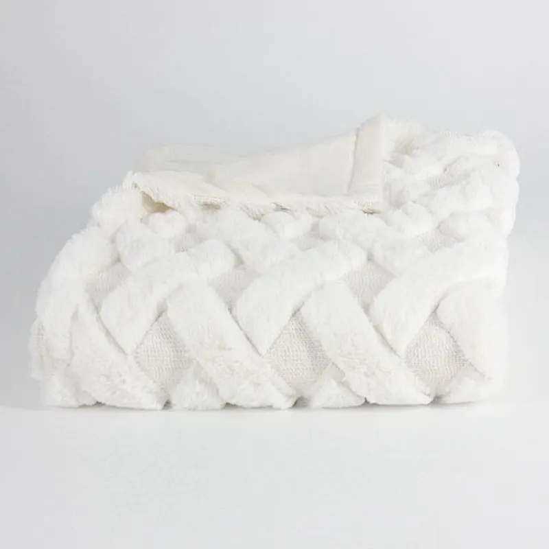 3D Embroidery Quilted Super Soft Plush Faux Fur Throw