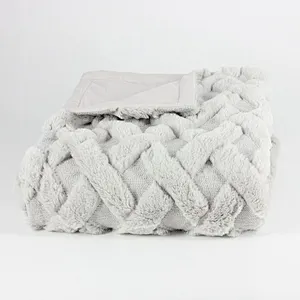 3D Embroidery Quilted Super Soft Plush Faux Fur Throw