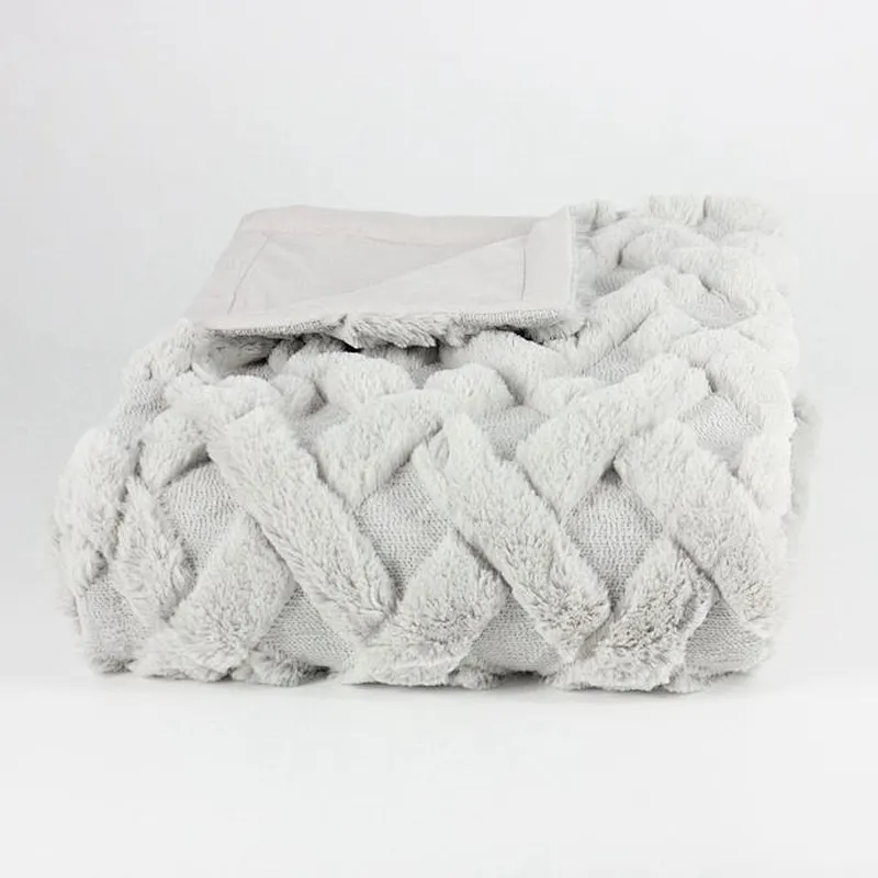 3D Embroidery Quilted Super Soft Plush Faux Fur Throw