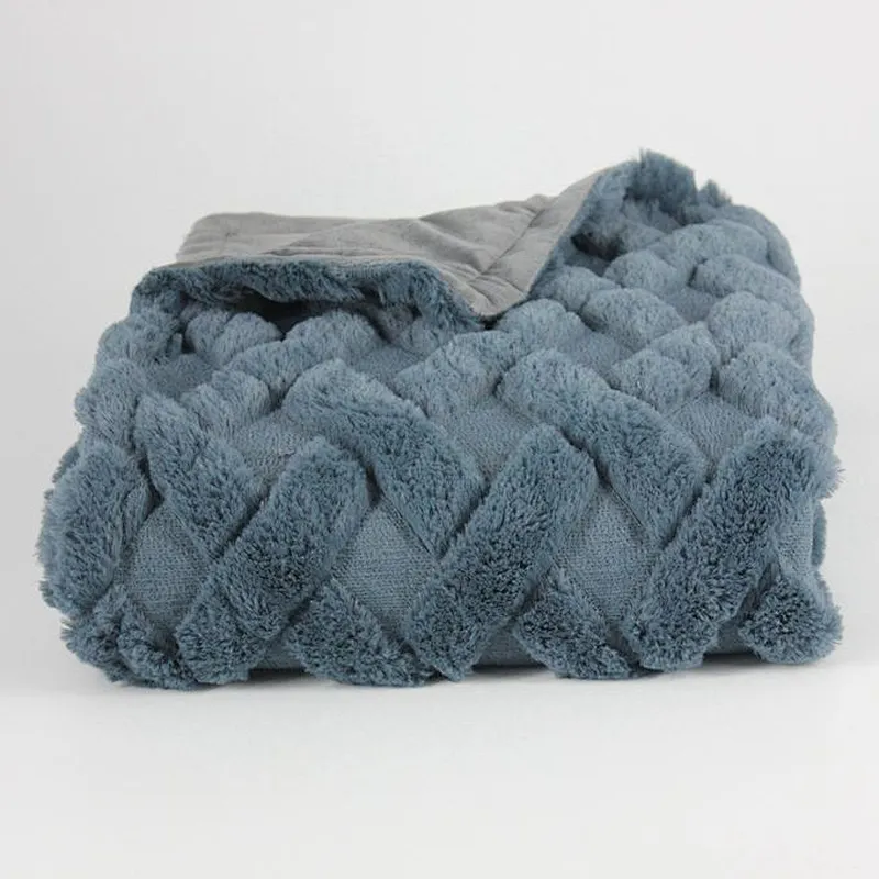 3D Embroidery Quilted Super Soft Plush Faux Fur Throw
