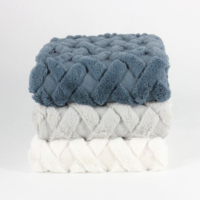 3D Embroidery Quilted Super Soft Plush Faux Fur Throw