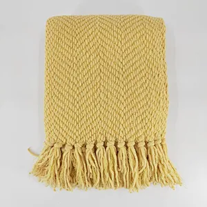 100% Polyester Chenille Soft Woven Office Sleeping Blanket Throw Plaid