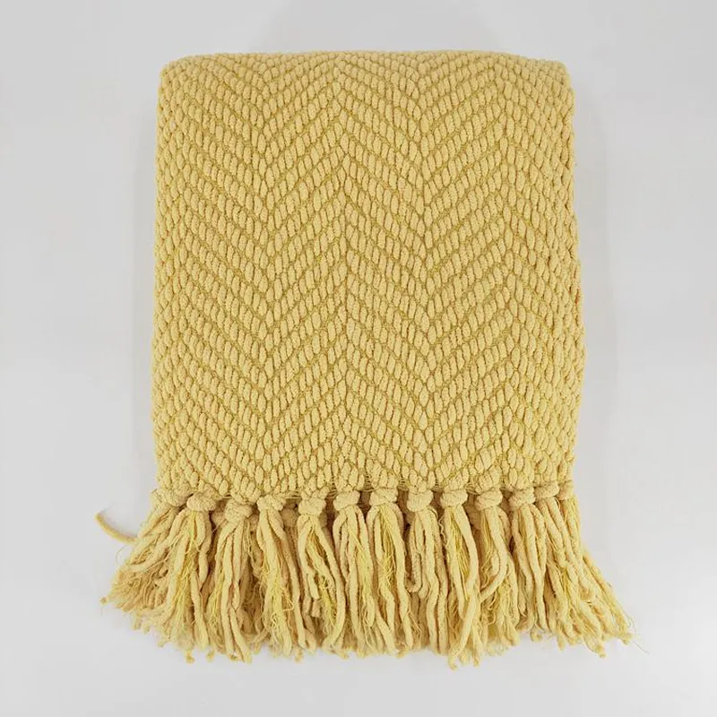 100% Polyester Chenille Soft Woven Office Sleeping Blanket Throw Plaid