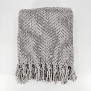 100% Polyester Chenille Soft Woven Office Sleeping Blanket Throw Plaid