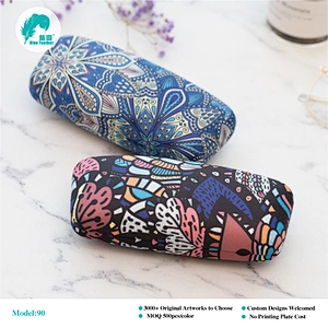 New butterfly color theme printing pu hard shell glasses case