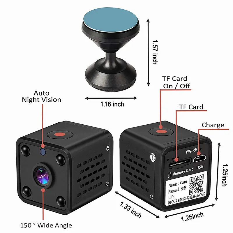 Mini Cameras WiFi HD Surveillance Camera Motion Detection IR Night Version 1080P / 720P / 640P / 320P Nanny Security Camera 160 ° Wide Angle Monitor for IOS / Android