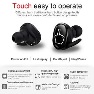 Standby Time 80 Hours Wireless Bluetooth Headset Handsfree Earphone