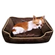 suede pet bed with plush cushion