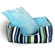 strip printed cat bed with cushion