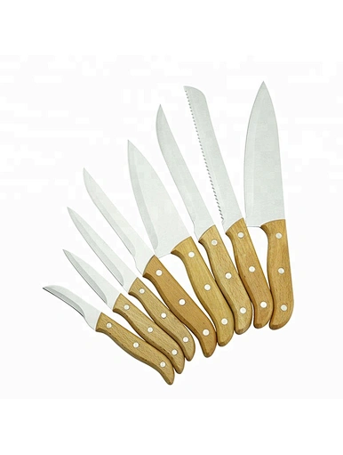 Beech Wood Handle Thin and Sharp Blade 8Pcs Kitchen Knives - DAKOO