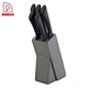 New Fresh PP Handle 5PCS Kitchen Knives With Pine Wood Block