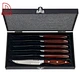Red Pakka Wood Handle 6 Pcs 4.5" Steak Knife Set - DAKOO