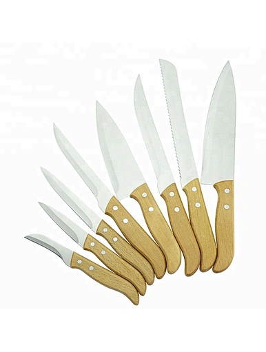 Hot Sale Rust-proof Beech Wood Handle 8Pcs Kitchen Knives - DAKOO