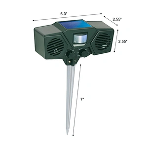 Solar Powered Motion Activated Ultrasonic with Flashing Strobe Outdoor Animal and Pest Repeller