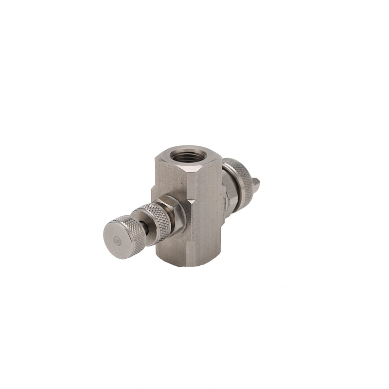 Air atomizing nozzles with shut-off needles