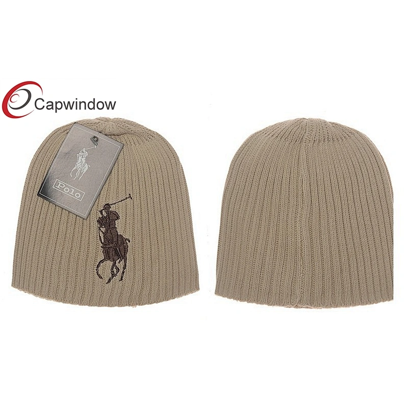 Grey Pattern Jacquard Logo Skiing Beanie Winter Hats With Fleece Lining Inside