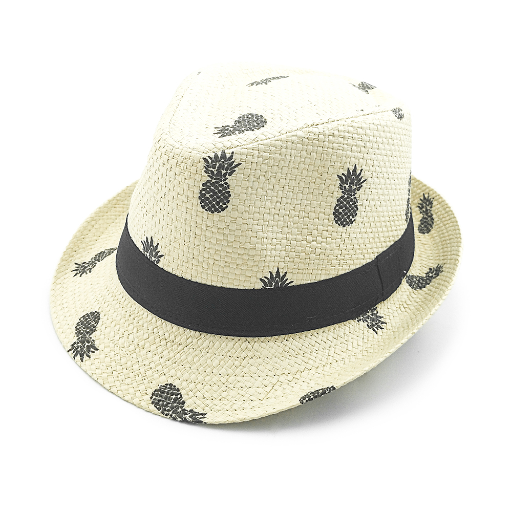 2020 new popular fashion high quality summer logo printed paper straw fedora hat