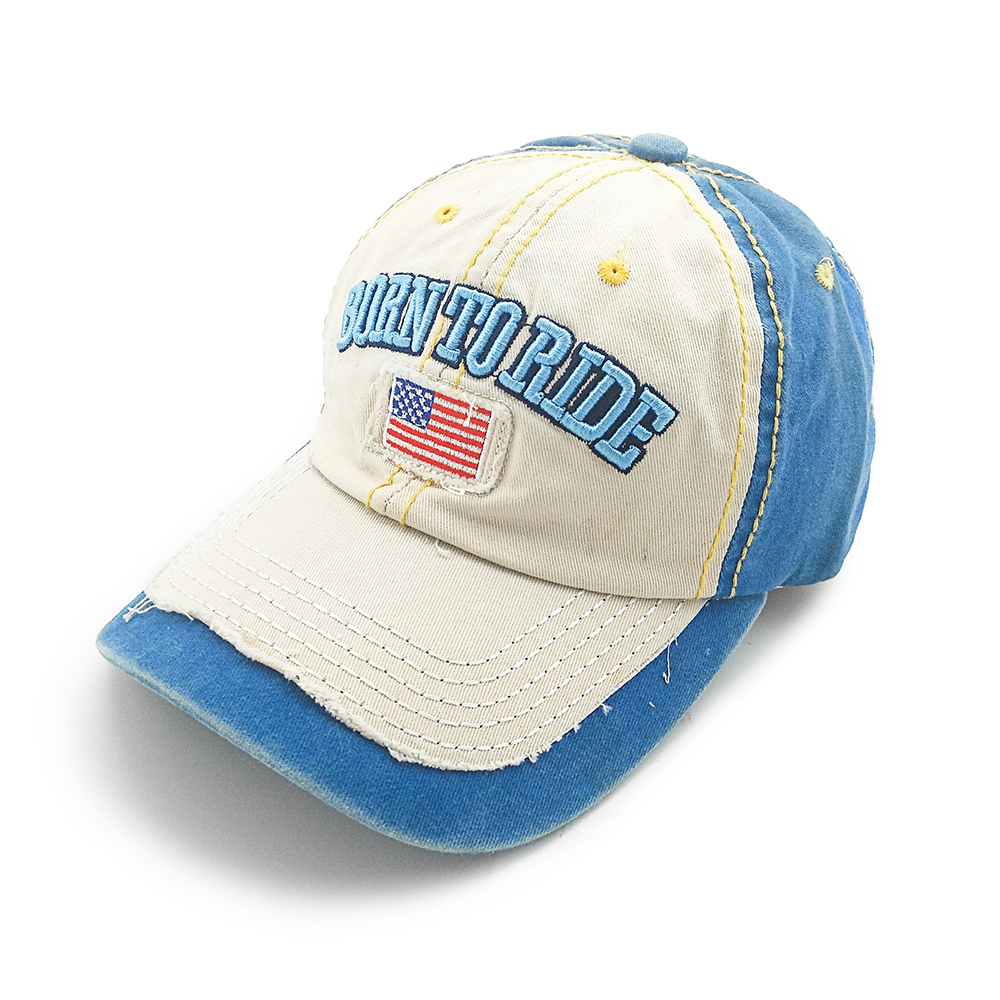 New design embroidery cotton washed denim distressed baseball cap