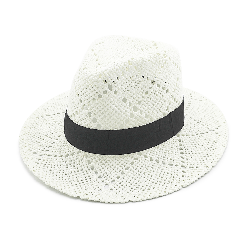 Verano de alta calidad de venta caliente de viaje papel común playa mujer sombrero de paja de Panamá
