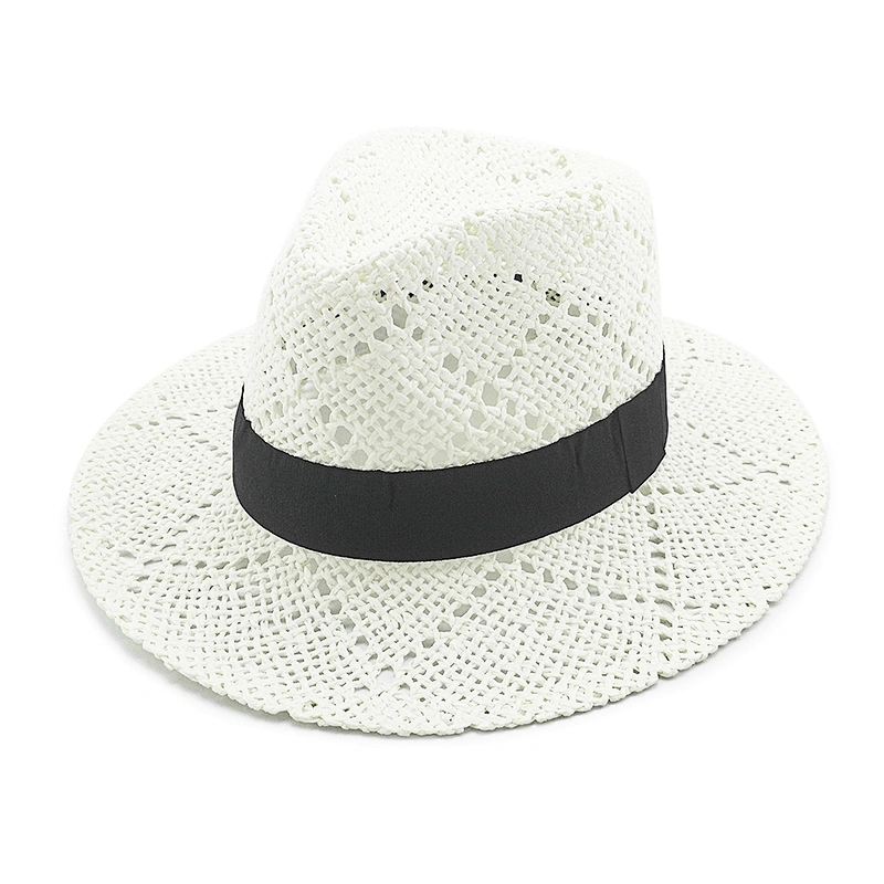 Verano de alta calidad de venta caliente de viaje papel común playa mujer sombrero de paja de Panamá