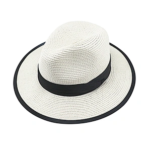 Women straw paper hat summer wide brim Panama women's Beach Sun foldable fedora hat