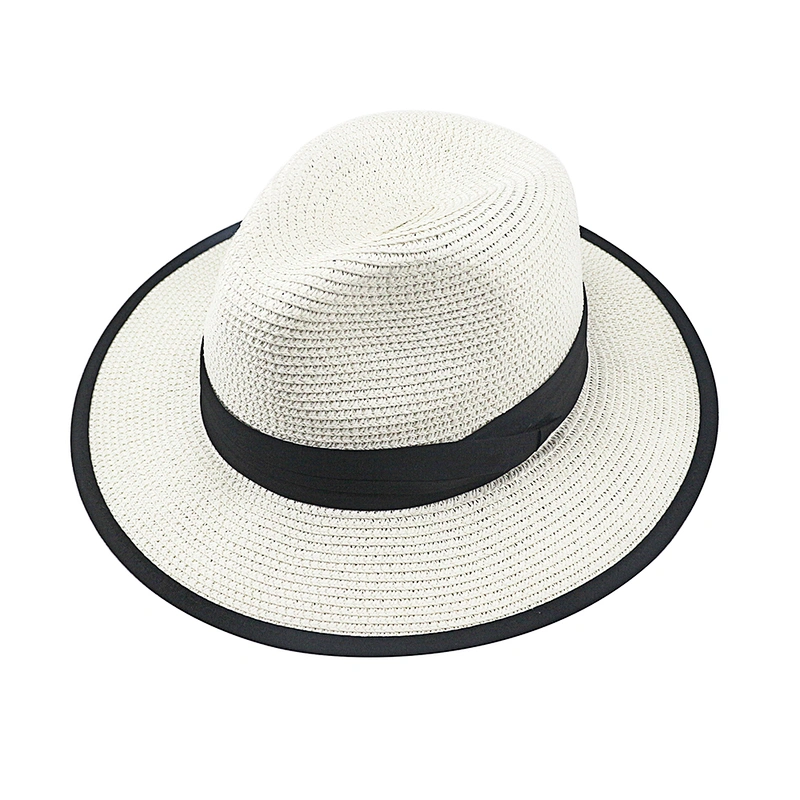 Women straw paper hat summer wide brim Panama women's Beach Sun foldable fedora hat