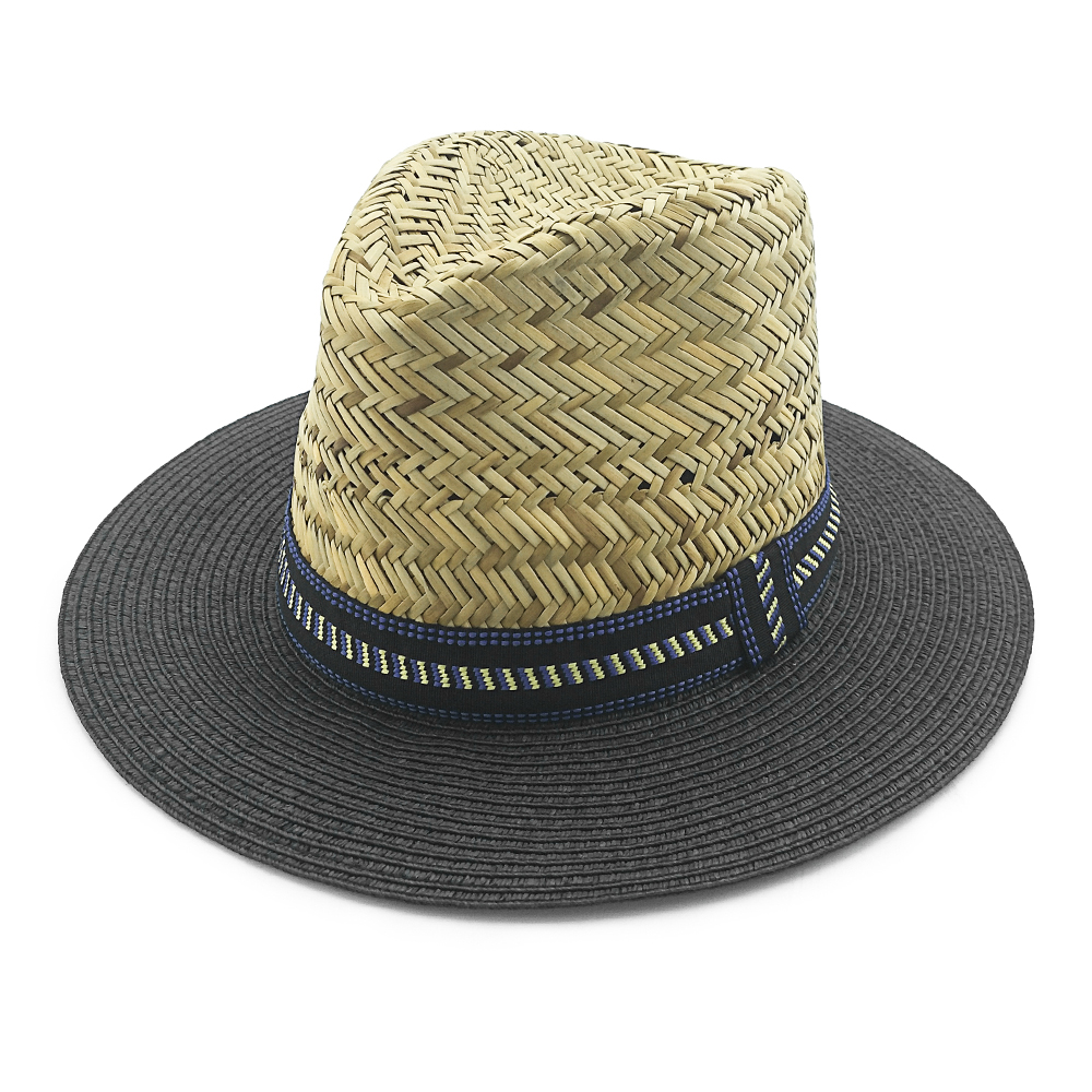 Paper straw fashion sunhat straw panama unisex with colorful band decoration