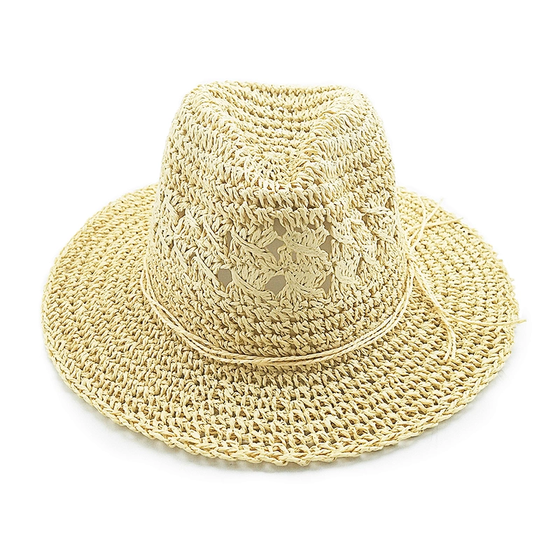 Hot selling fashion woven crochet cheap summer paper straw panama hat